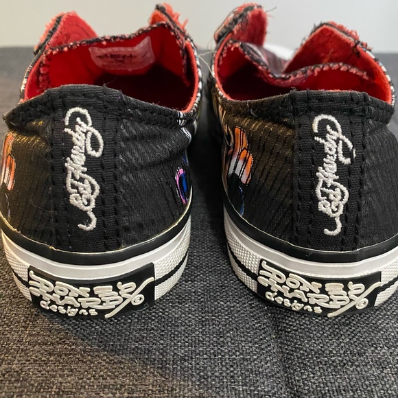 Don Ed Hardy Design Boys Size 1 Canvas Laceless Art to Wear Unique Shoes.Sz-1 - Picture 9 of 16